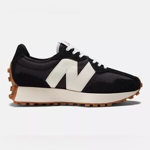 NWOT New Balance 327 black white mineral red ( logo )